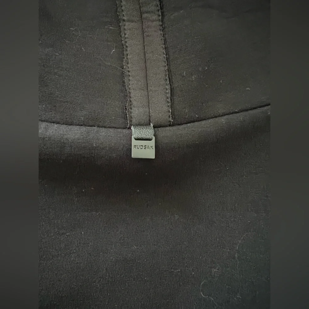 RUDSAK Black Draped Open-Front Jacket with Leather Trim – Modern Statement - Picture 11 of 16